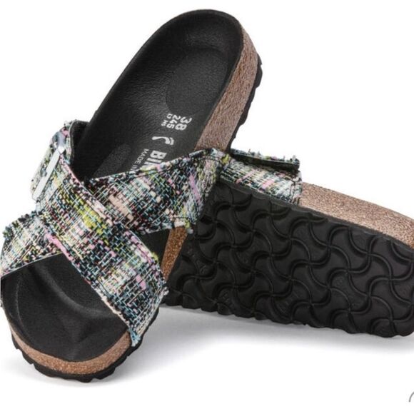 Birkenstock Siena Synthetic Material/Textile Cross-Over Sandals Vegan Size 7 NWT - Picture 1 of 12